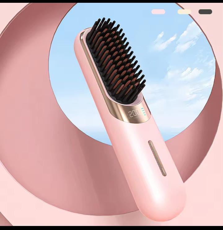 Wireless Hair Brush Cordless Hair Straightening Brush for Women Touch ups on The go Styling Hot Comb with Negative Ion Lightweight Mini Travel USB Rechargeable